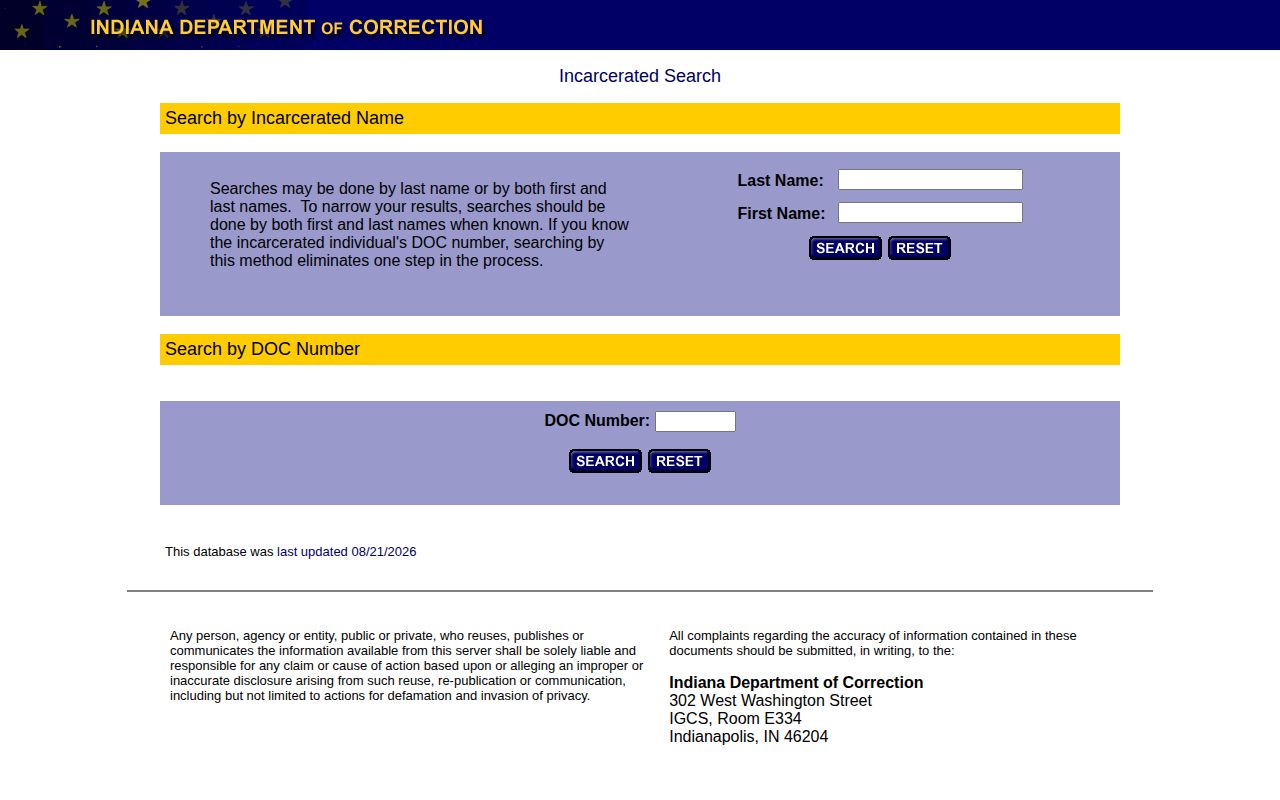 Indiana IDOC offender photo and record search for a Knox County state offender